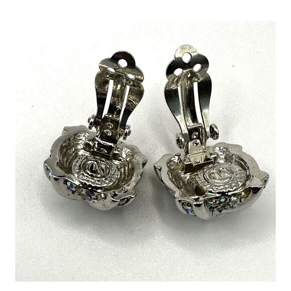 St. John silver tone and white square clip on earrings - Picture 7 of 10